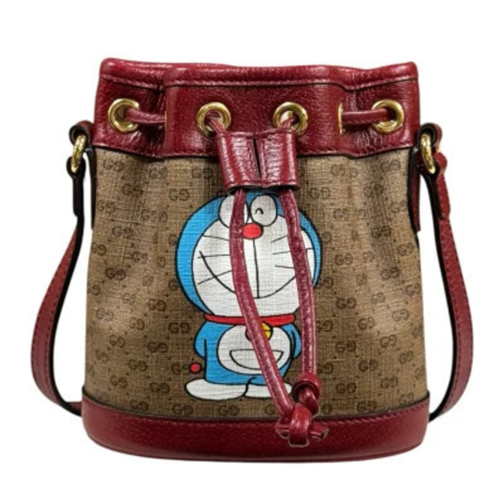 Gucci Doraemon Collaboration Baguette Bag GG Supreme Shoulder Brown